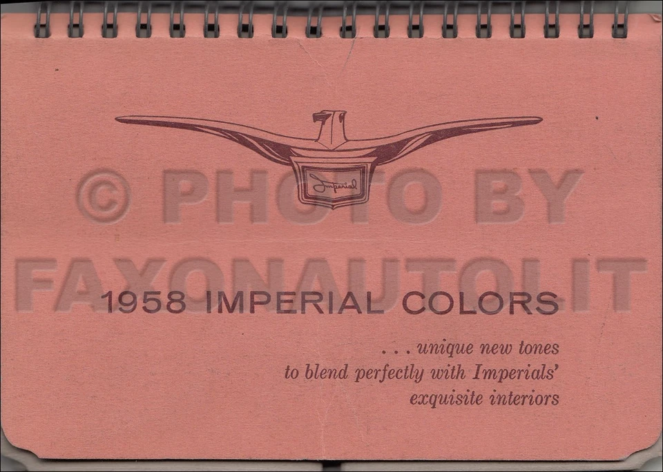 1958 Chrysler Imperial цвет дилер альбом краски образцы и два тона - Изображение 1 из 2