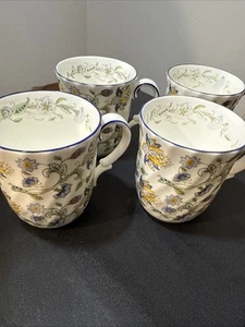 Minton Haddon Hall Blue Fine Bone China Tea Cup Coffee Mugs - Set of 4 - Picture 1 of 6