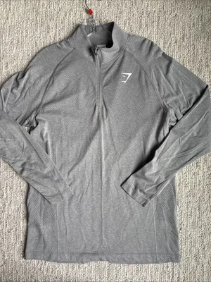 Camisa gris Dri-Fit Gymshark para hombre manga larga cremallera talla grande L Foto 1 de 4