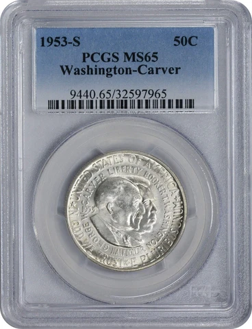 1953-S Washington-Carver Commemorative Silver Half MS65 PCGS Cover