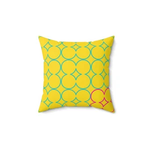 Gemetric circles neon pink blue yellow Spun Polyester Square Pillow - Picture 1 of 4