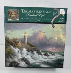 Thomas Kinkade 2002 "Conquistando la tormenta" 500 piezas entrelazadas en forma rizada - Imagen 1 de 7