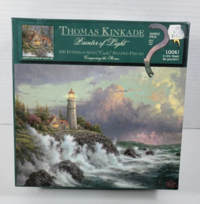 Thomas Kinkade 2002 "Conquistando la tormenta" 500 piezas entrelazadas en forma rizada Foto 1 de 4