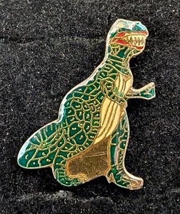Vintage Emaille Dinosaurier T-Rex Hut Pin Größe 1" L x 3/4" B - Bild 1 von 1