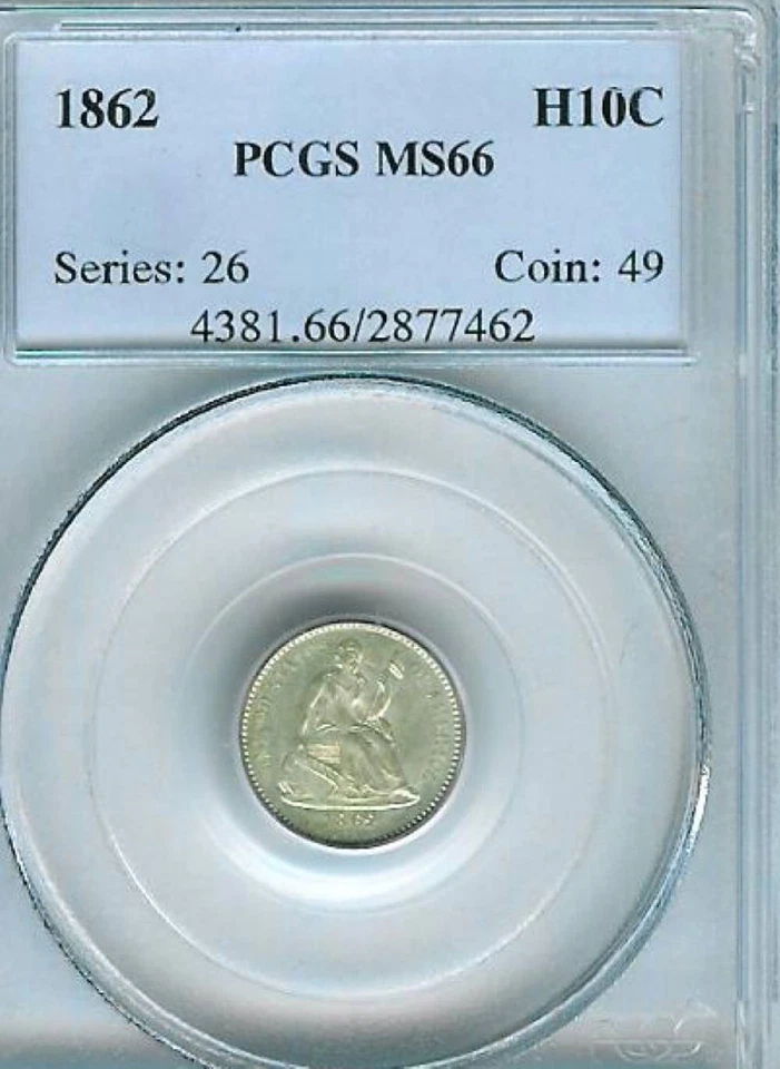 1862  Seated Half  Dime : PCGS MS66 - Image 1 of 2