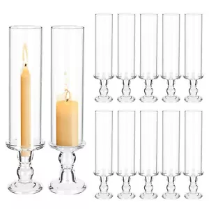 Showgeous 12 Pcs Hurricane Candle Holders - 13.8" Tall Glass Taper & Pillar C... - Picture 1 of 9
