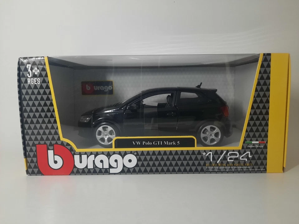 Modellino Statico Volkswagen Polo GTI Serie 5 BBurago Auto Nero Scala 1:24 - Immagine 1 di 1