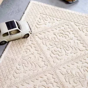 Tappeto Naturale 100% Cotone Colore Panna Lavabile Arredo Semplice Rombi - Foto 1 di 1