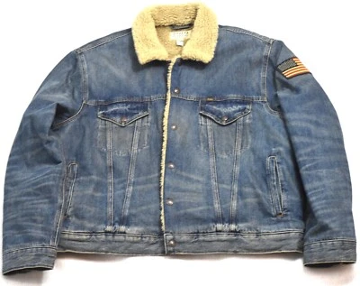 Polo Ralph Lauren Parche Bandera Sherpa Polar Denim Camionero Jean Chaqueta 2XB 2X NUEVO CON ETIQUETAS Foto 1 de 4