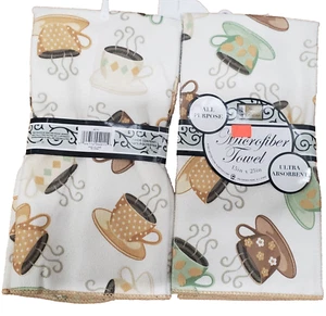 Set 2 Asciugamani Cucina Same Microfibra (15"x25") TAZZINE CAFFÈ COLORATE #1, REGGISENO - Foto 1 di 10