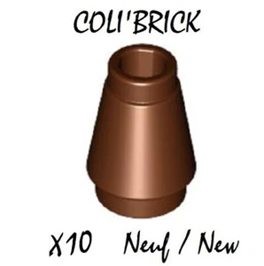 Lego 4589 b - 10x Kegelstein / Cone 1x1 Top Groove - Reddish Brown Braun - NEU - Bild 1 von 1