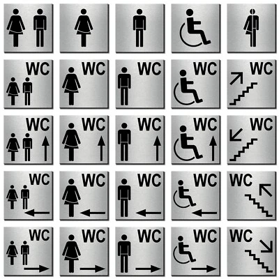 MANGUE Schild Türschild Piktogramm Alu-Verbund Edelstahl-Design - WC Toilette