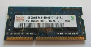 Hynix 1GB 2Rx16 PC3-8500S-7-10-A1 LAPTOP MEMORY RAM HMT112S6BFR6C-G7 - Picture 1 of 1