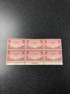 US C22 TRANS PACIFIC CHINA BLOQUE DE PLACA CORTADORA DE 6 CORREOS AÉREOS Como Nuevo Bisagras de Luz - Imagen 1 de 5