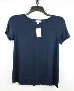 Style&co. Women's Core Essential Ruffle Bottom Summer Top Size XS Color Navy - Picture 1 of 4