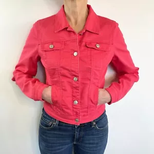 Silvian Heach Italia Size S 8 10 Pink Denim Jacket Designer - Picture 1 of 24