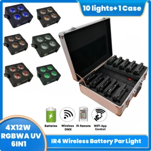 10pc+Case/Battery Par Light Church Hotel LED Uplight DMX IR Wireless Par Light - Picture 1 of 11