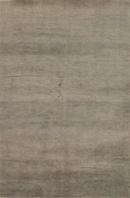 Versatile Gabbeh Solid Design Beige Wool Modern Foyer Rug Ideal for Any Room 3x5 - Image 1 of 4