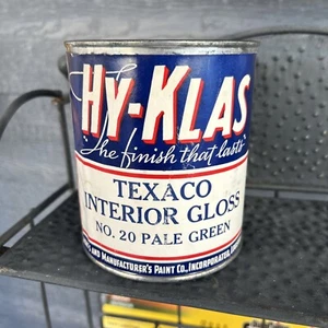 VTG Hy-Klas Texaco Interior Gloss No. 20 Pale Green Paint Quart Can Paper Label - Picture 1 of 10