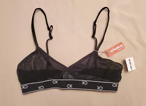 NWT Calvin Klein Choice Black Fishnet Wireless Stretch Bra Bralette Lingerie - M - Picture 1 of 4