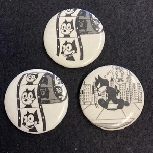 "Menge (3) Vintage Felix die Katze Knopf Pinback Pin Cartoon Comic 1 1/4"" - Bild 1 von 4