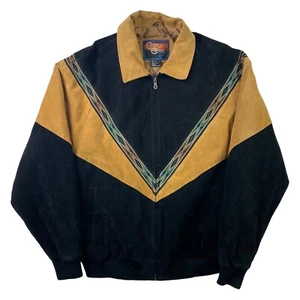 Chaqueta Cripple Creek Para Hombres XXL Suroeste Azteca Cremallera Completa Bombardero Negra Marrón De Colección - Imagen 1 de 6
