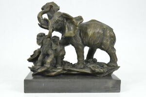 Real Bronze Metal Statue Hot Cast! A Herd of Elephants Sculpture! Decorative