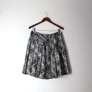 Brooks Brothers silk satin pleated womens skirt size 10 black print New - Picture 1 of 9