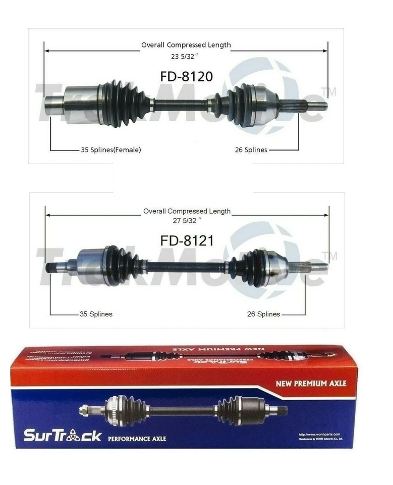 Juego de 2 ejes delanteros CV SurTrack para Ford Freestar Mercury Monterey 04-07 tracción delantera Foto 1 de 1
