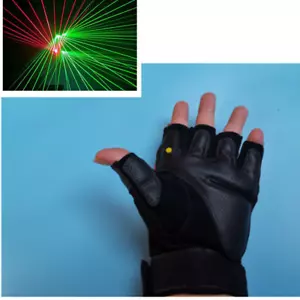 Green+Red Cross Multi line Luminous Gloves Bar Nightclub DJ Gloves - Picture 1 of 8