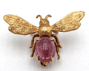Schöne Brosche 14 Karat Gold mit Turmalin Biene - Bild 1 von 8