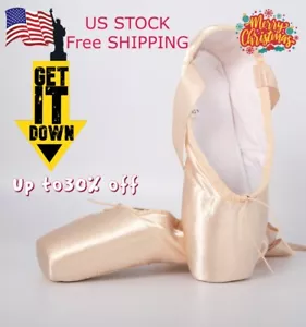 NEW Ballet Pointe Shoes with FREE Toe Pads for Girl Women FREE SHIPPING US stock - Picture 1 of 3