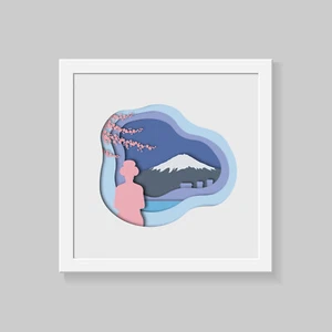 Fujijama Wall Art, Japanesse 3D effect Print Poster, Japan themed wall print - Picture 1 of 16