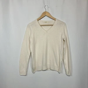 Women’s Woolovers Jumper S Small Cream Cashmere Merino V Neck Basic Classic - Picture 1 of 11
