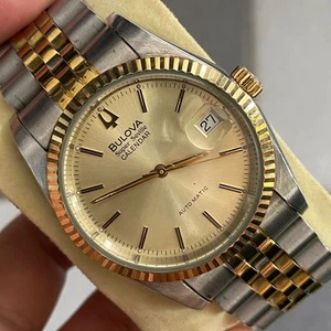 Rare Bulova Super Seville Calender Automatic Date Two Tone Gold Dial Watch Men - Picture 1 of 8