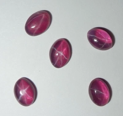 Transparent Star Ruby Oval 7x5 mm Cabochon 6 Rayed Lab-created Stone 5 pcs Lot - Image 1 of 4