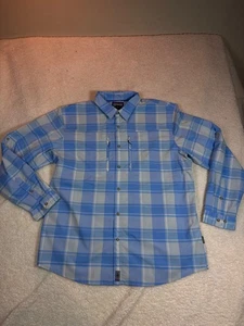 Patagonia Mens Blue Plaid Button-Up Long-Sleeve Shirt L - Picture 1 of 20