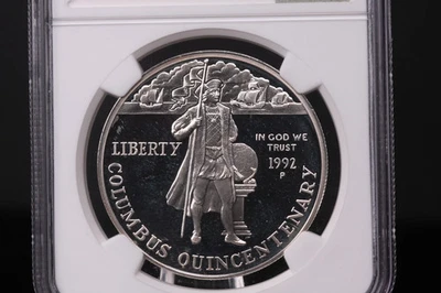 1992-P Columbus Commemorative. Silver $1. NGC PF-69 Ultra Cameo. #03383 - Image 1 of 3