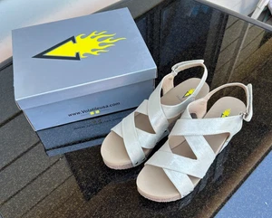 Volatile Tory Gold Crisscross Wedge sandals,Metal Stubs, Size 11, NWB - Picture 1 of 7