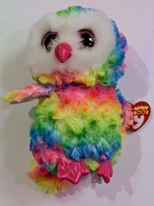 TY Beanie Boos - OWEN il gufo multicolore (7 pollici) nuova versione colore brillante nuovo con etichette! - Foto 1 di 4