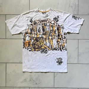 Vintage Y2K 5ive Jungle Shirt Large weiß gold Herren Grafikdruck Baumwolle Gangster - Bild 1 von 18