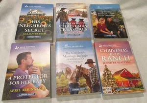 Love Inspired Inspirational Romance Books Lot 6 Paperback Larger Print - Foto 1 di 8