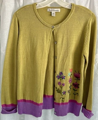 Suéter David Brooks 100% Algodón Botón Frontal Talla M Foto 1 de 4