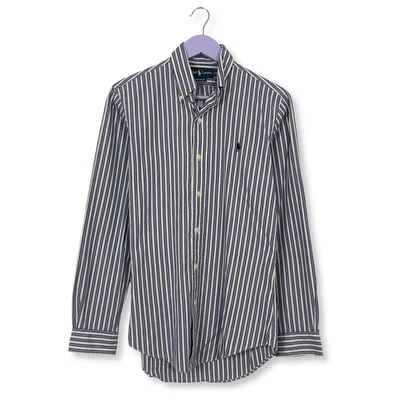 Camicia Ralph Lauren a righe bianca ed azzurra in cotone custom fit - Taglia 14 - Immagine 1 di 4