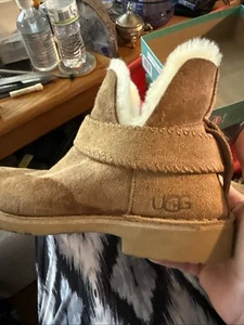 UGG Damen Melrose Wildleder Lammfell gefüttert Slipper Stiefeletten braun Größe 5 - Bild 1 von 22