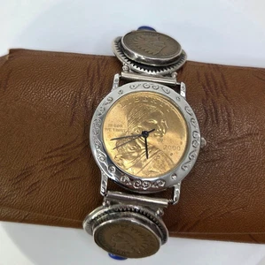 Coin Watch Sterling Silver RB Indian Head Penny Sacagawea $$ Coin Lapis Japan - Picture 1 of 12