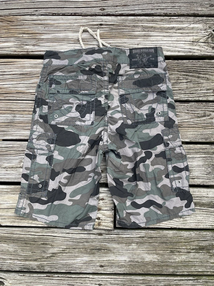Pantalones Cortos True Religion Adulto 33 Verde Camuflaje Carga Algodón Ropa de Calle Logo Para Hombres Foto 1 de 4