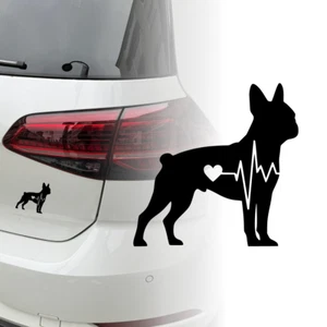 Auto Aufkleber | Boston Terrier | Sticker | Hund | Herzschlag | Farben | 236 - Bild 1 von 3