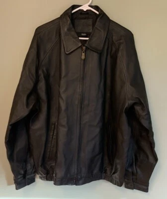 Chaqueta corta Knightsbridge 100 % cuero XL negra cremallera completa para hombre Foto 1 de 4