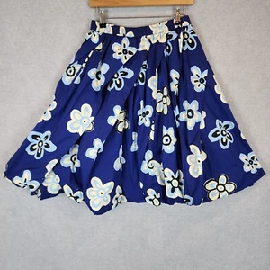 Marni x Uniqlo Skirt Womens Medium Floral Blue Balloon Bubble Hem Elastic Waist - Picture 1 of 11